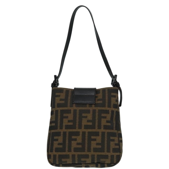 FENDI Zucca Canvas Mamma Baguette Shoulder Bag Black Silver Brown Auth 93258V - Picture 2 of 16